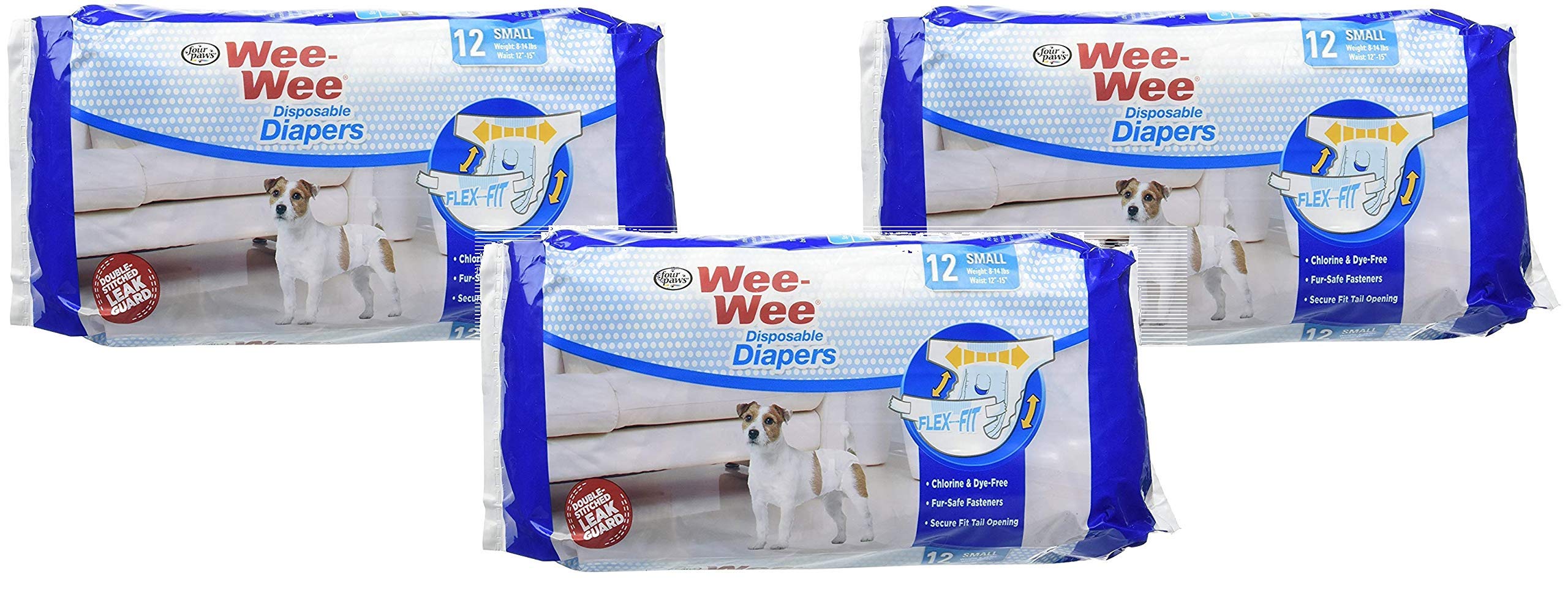 Four Paws Wee-Wee small disposable dog diapers offer reliable protection for indoor accidents.