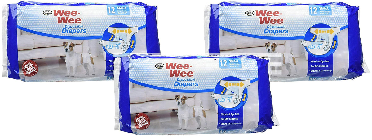 Four Paws Wee-Wee small disposable dog diapers offer reliable protection for indoor accidents.