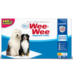 Four Paws Wee-Wee giant-dog-pee-pad-27-5in-x-44in for maximum coverage.