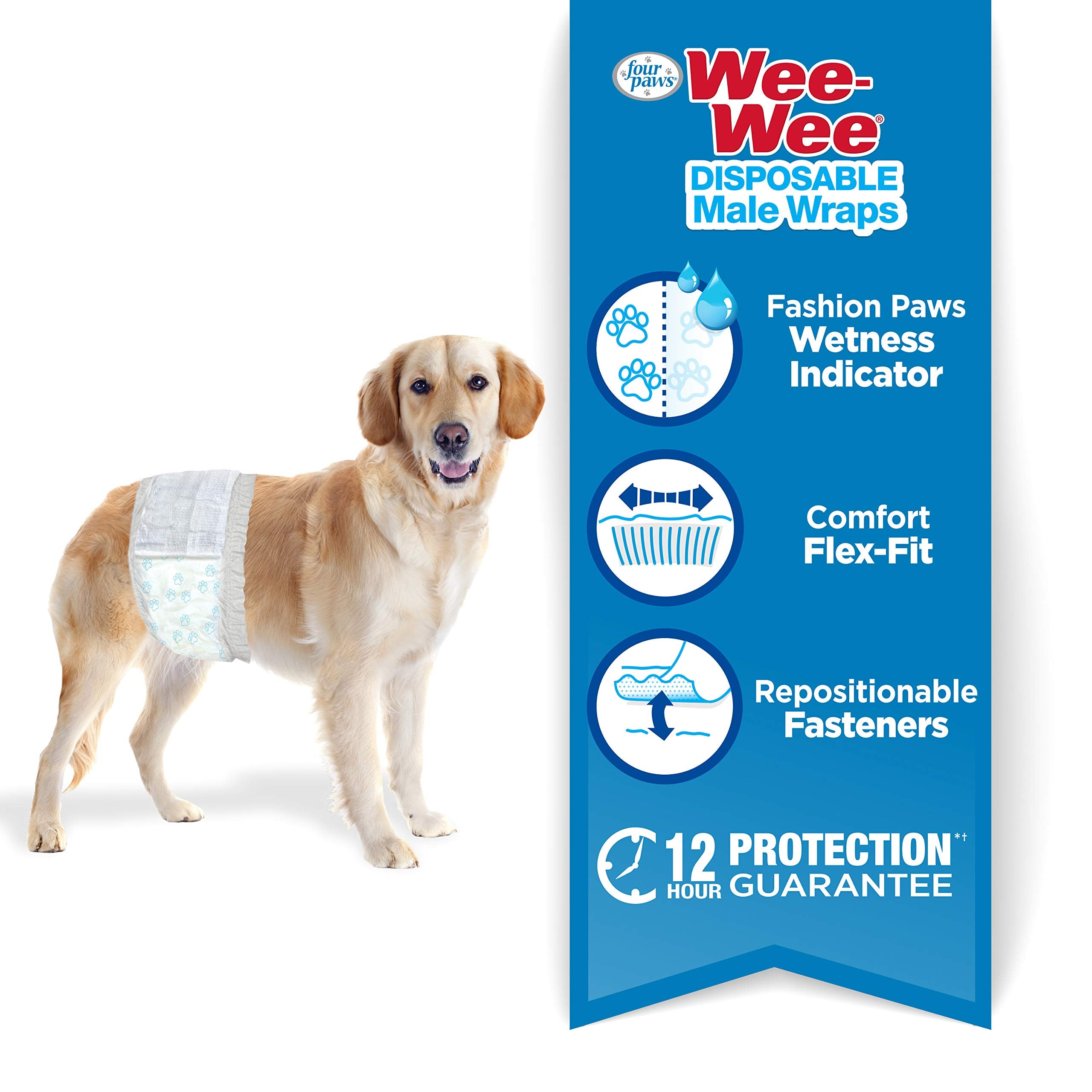 Four Paws Wee-Wee fur-friendly fasteners secured snugly for a comfortable fit.