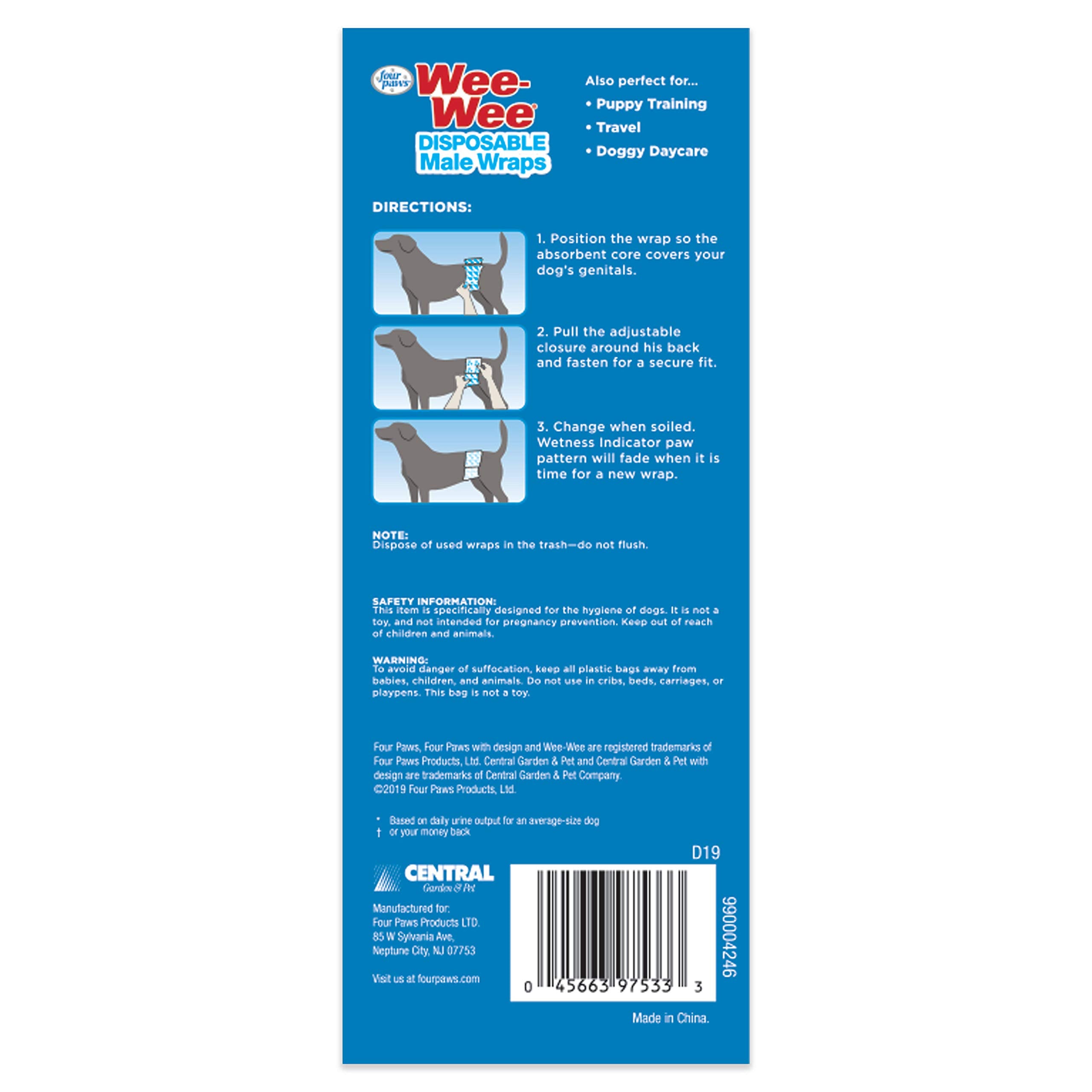 Four Paws Wee-Wee medium-large size for medium to large male dogs.
