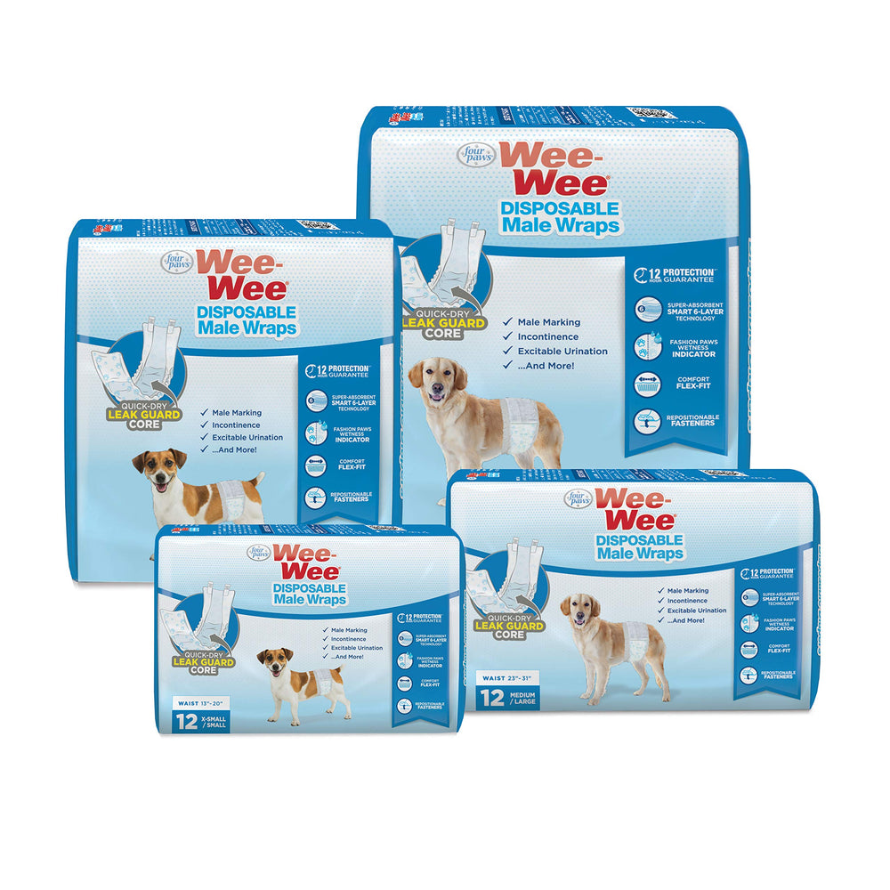 Four Paws Wee-Wee travel-friendly wrap pack scenario for trips.
