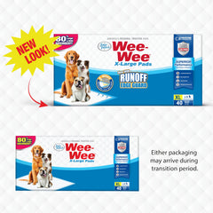 Four Paws Wee-Wee 40-count box illustrating large-surface coverage for big dogs.