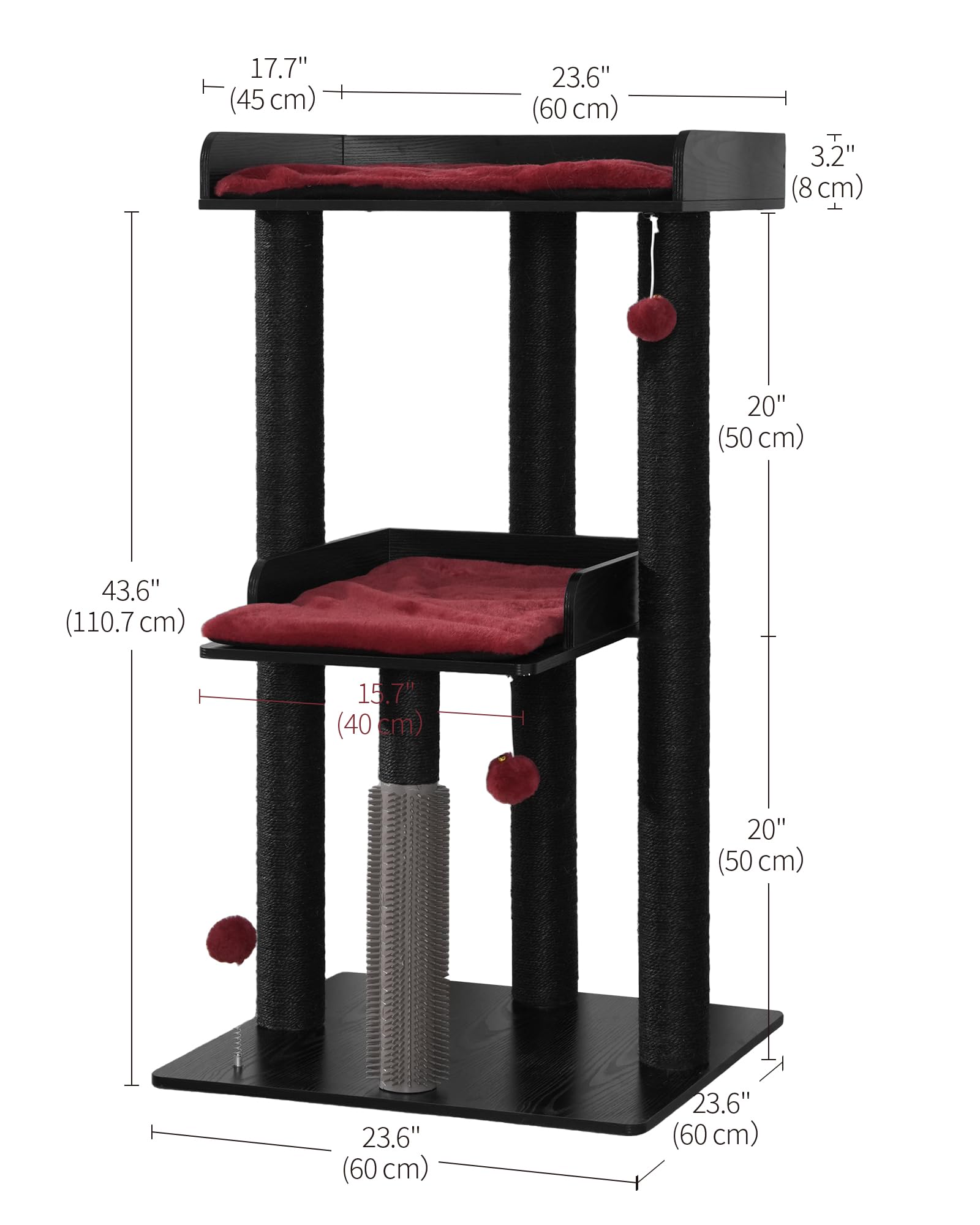 FourFurPets cat tree 43-7 anti slip base with tip resistant stability