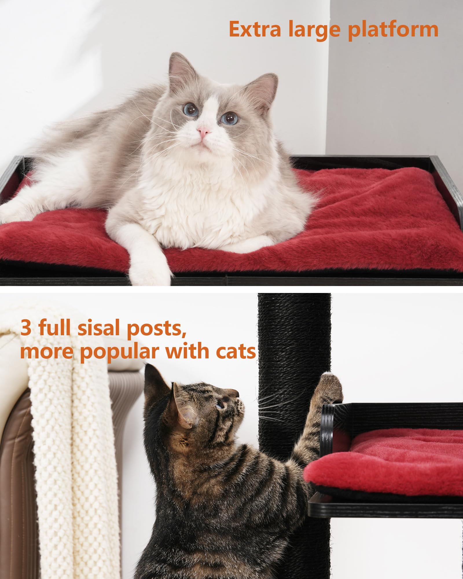 FourFurPets cat tree 43-7 machine washable cushions for easy cleaning
