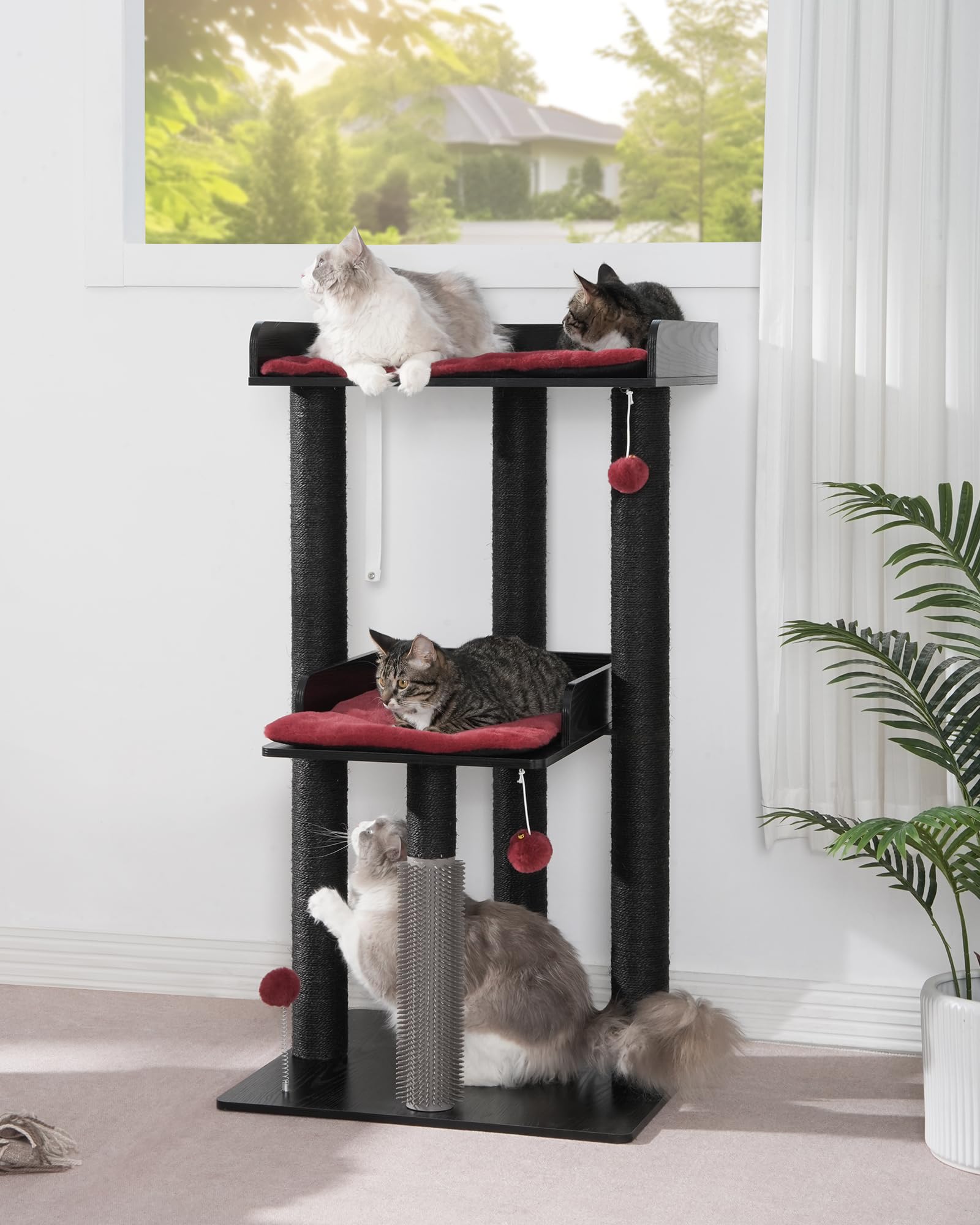 FourFurPets cat tree 43-7 scratching posts invite scratching and exercise