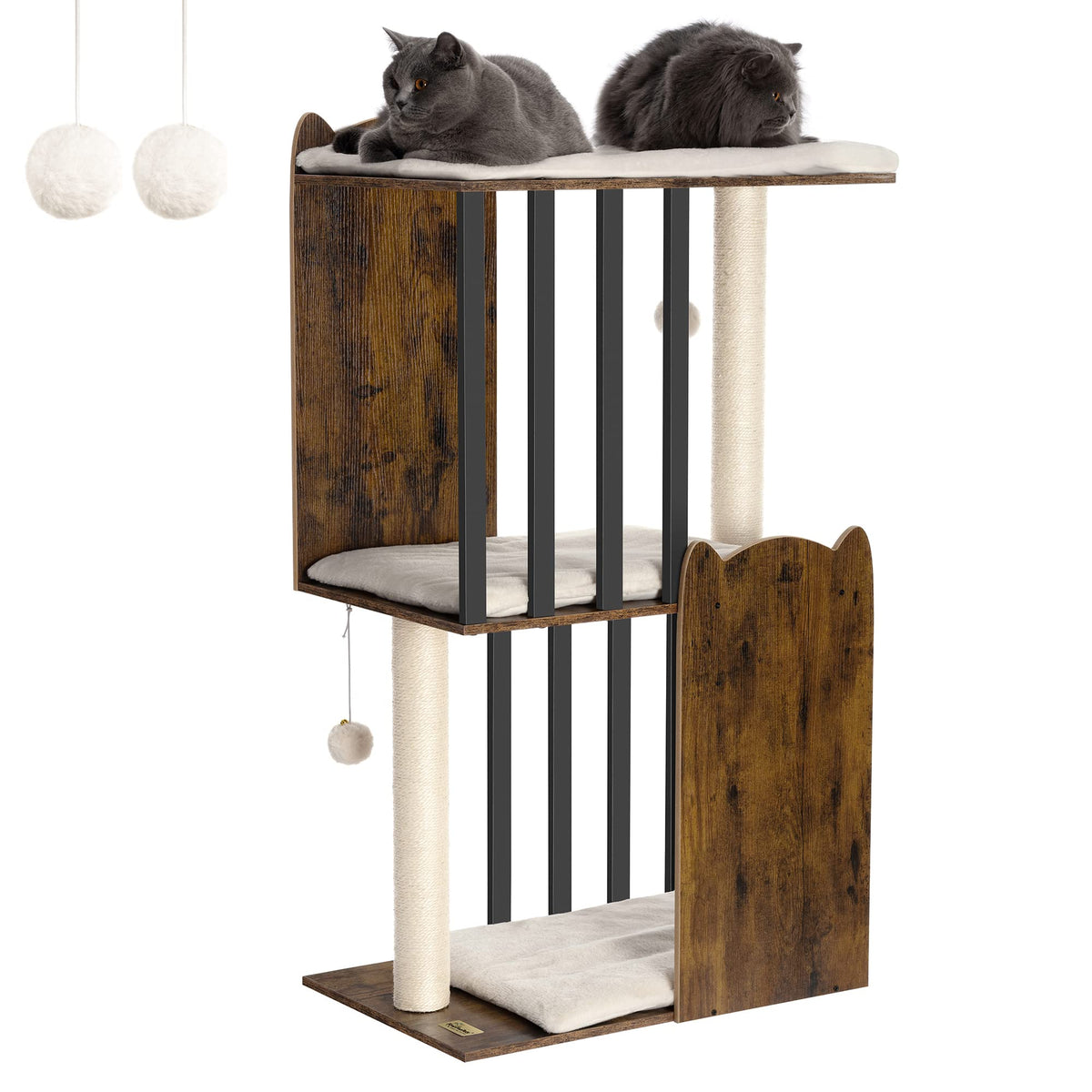 FourFurPets 43-8in-three-tier-shelves cat tree offers lounging and climbing for indoor cats.