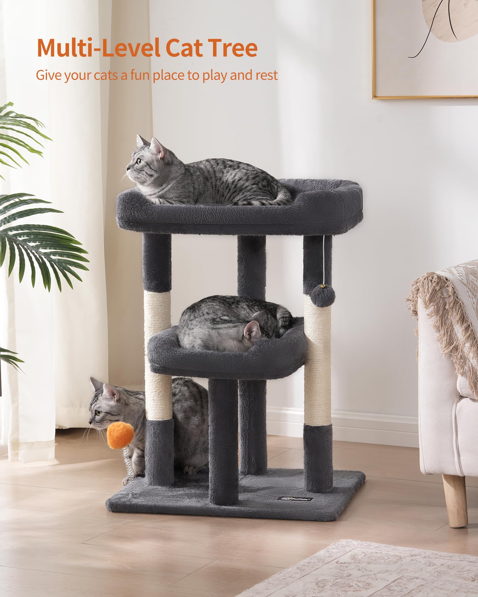 FourFurPets cat tree sturdy anti-tip base for stable indoor use