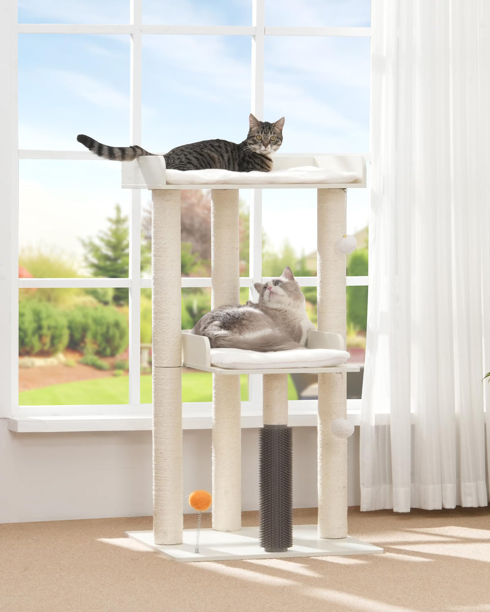 FourFurPets cat tree anti-tip base for safer climbing