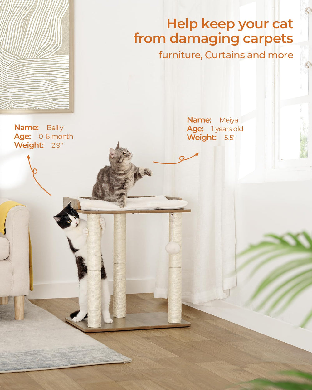 FourFurPets greige cushion panel offers soft plush comfort for cozy cat naps.