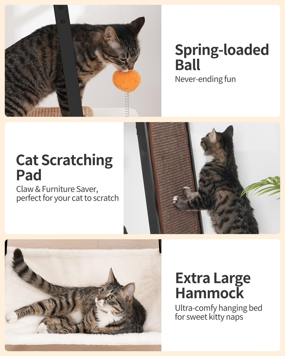 FourFurPets cat tree greige finish complements modern home decor.
