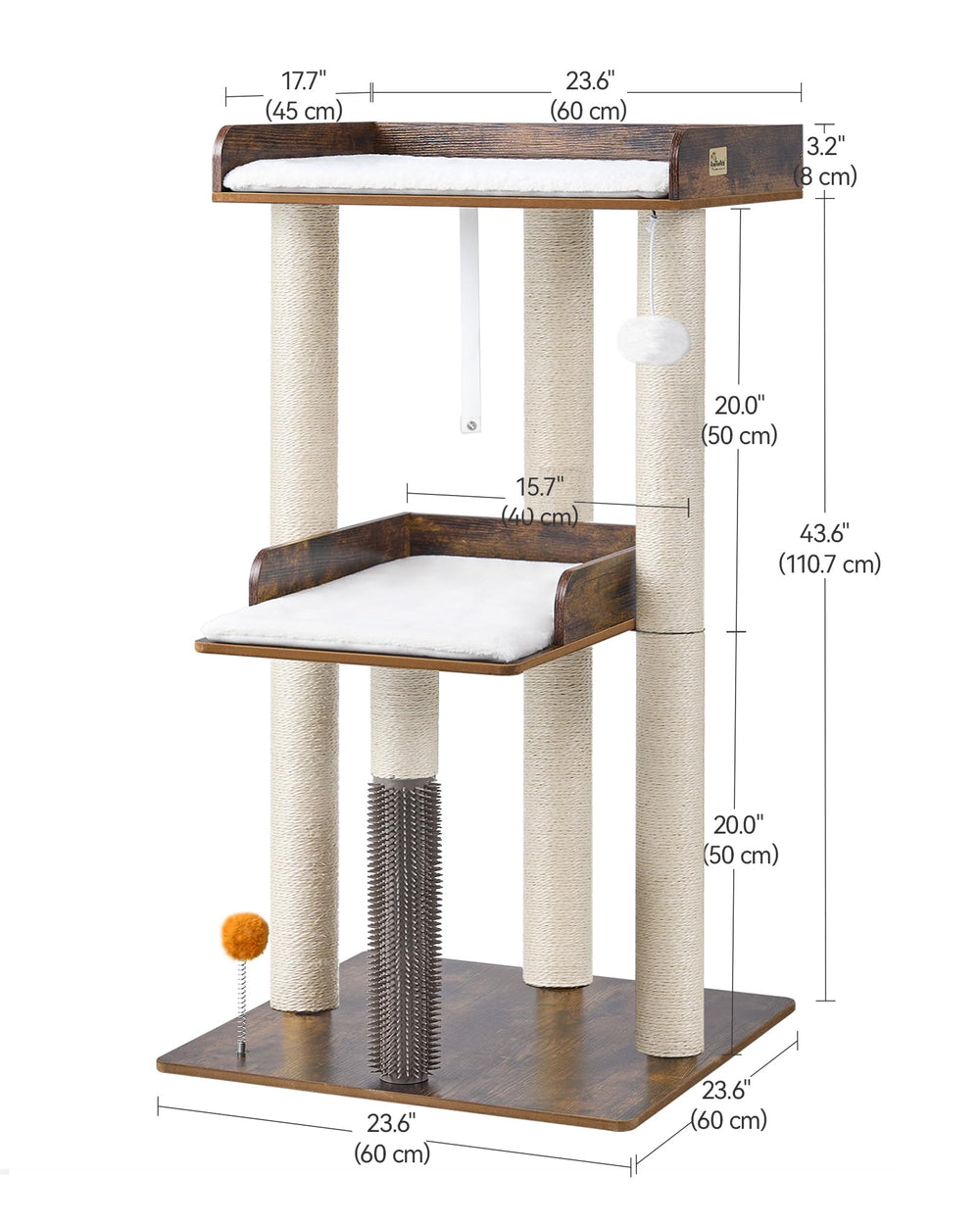 FourFurPets cat tree plush cushions are machine washable for easy cleaning