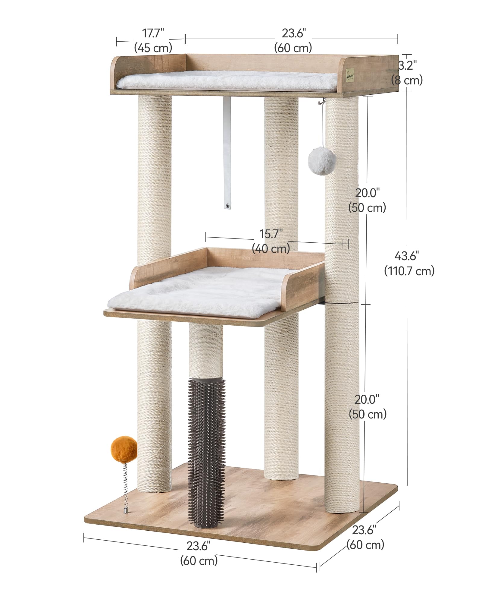 FourFurPets cat tree-plush-cushions use 500g/sqm plush for cozy comfort.