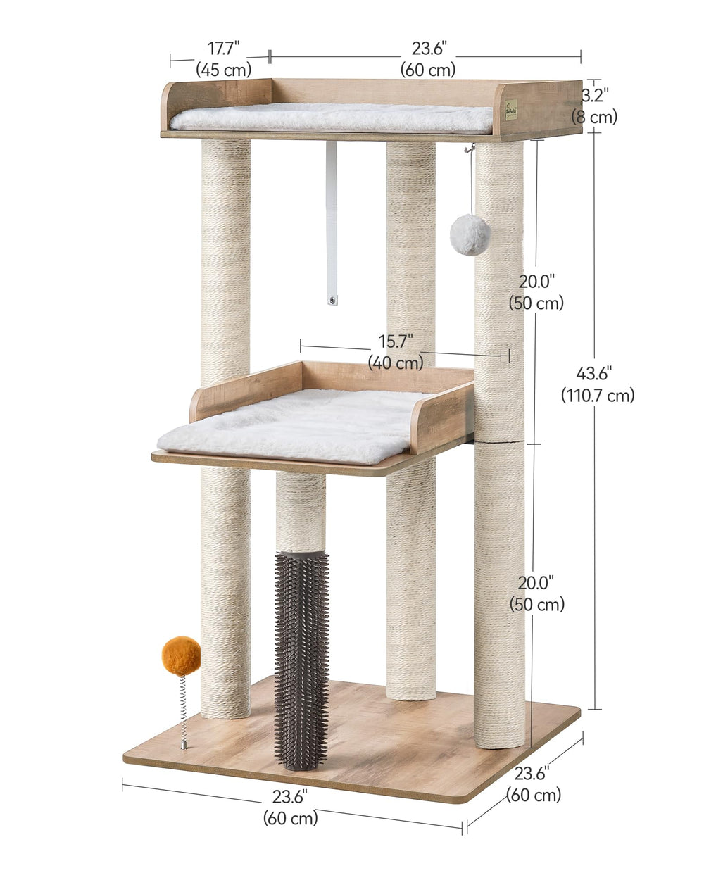 FourFurPets cat tree-plush-cushions use 500g/sqm plush for cozy comfort.