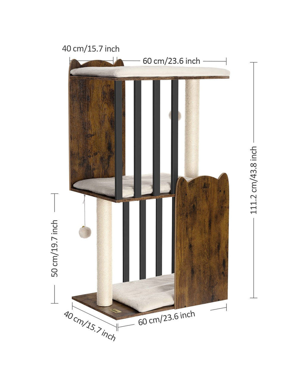 FourFurPets rustic-brown-design blends with home decor while supporting active cats.