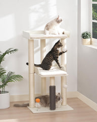 FourFurPets cat tree self-groomer provides gentle massage for refreshment