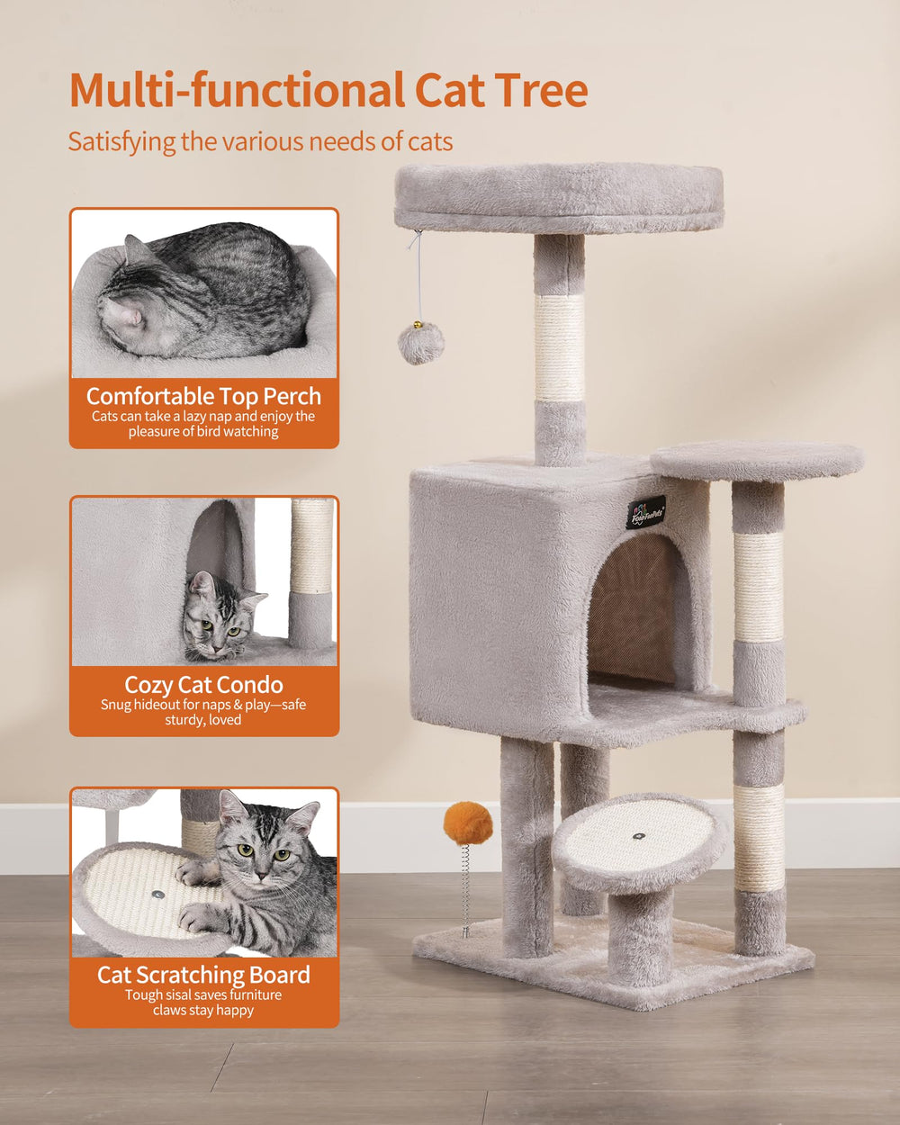 FourFurPets sisal scratching posts promote healthy paw care.