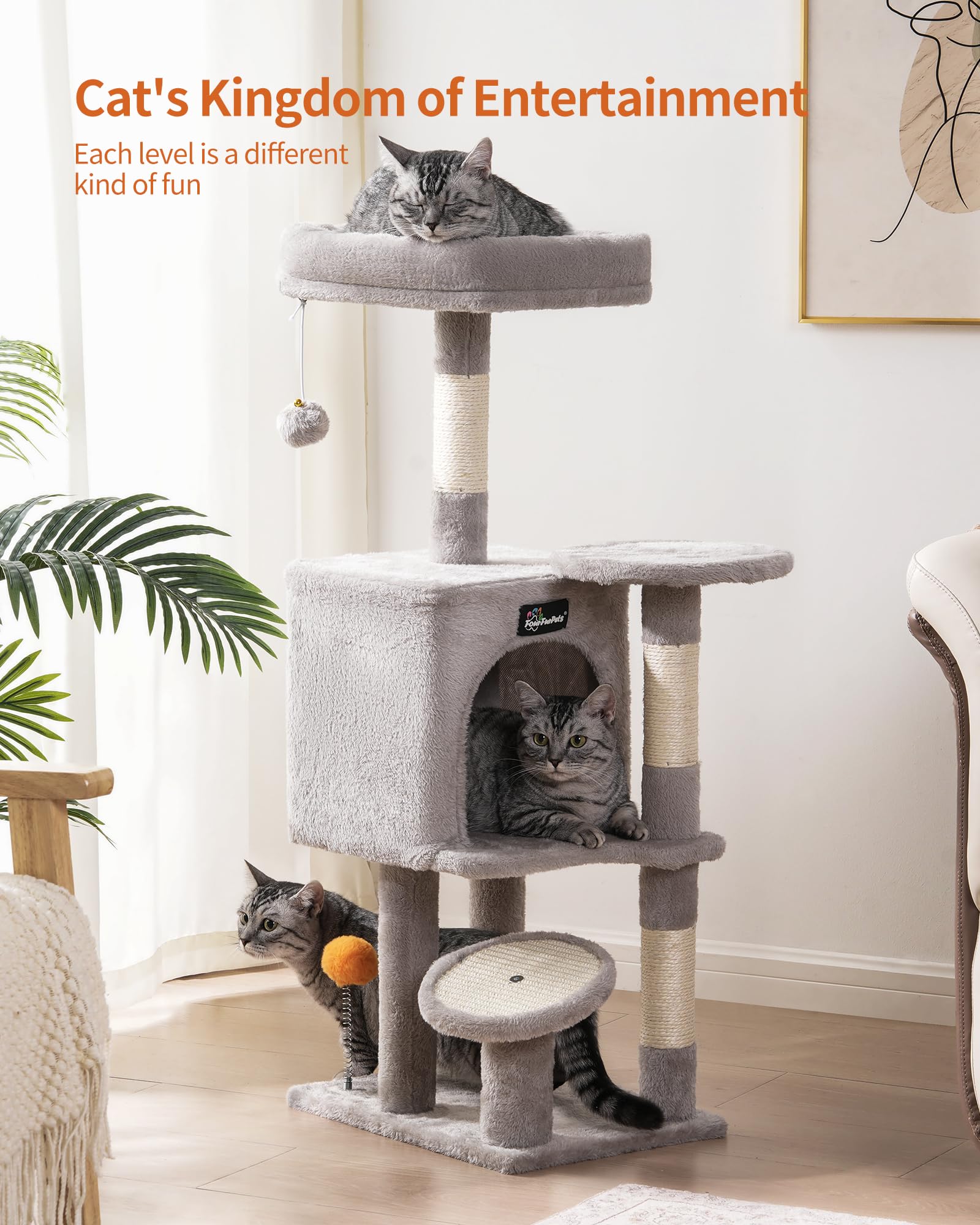 FourFurPets spring-loaded ball keeps kittens entertained during play.