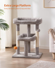 FourFurPets cat tree sturdy base with three pillars for anti tip stability