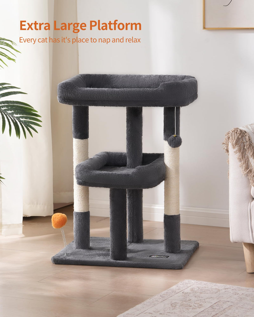 FourFurPets cat tree top perch platform for lounging and observation