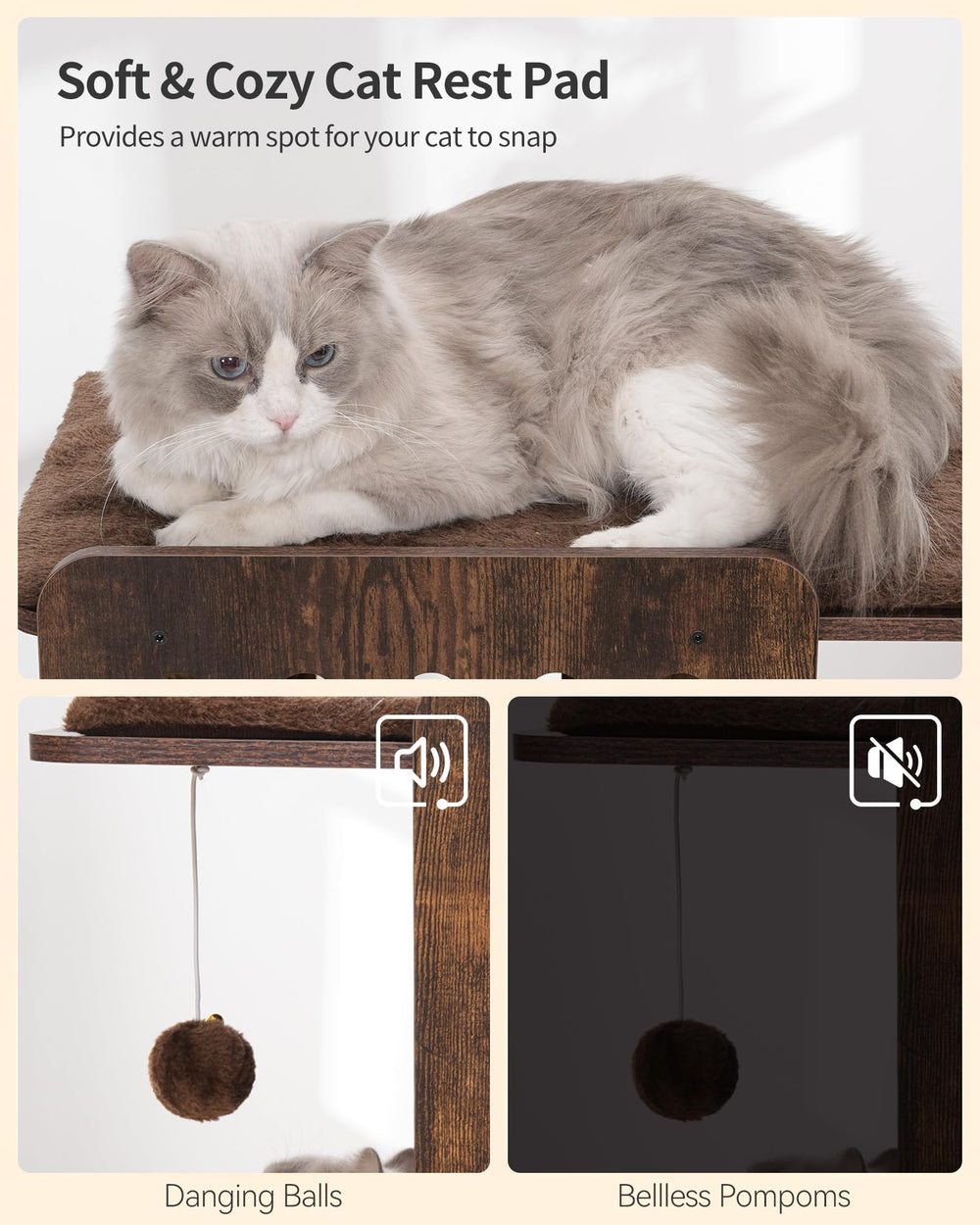FourFurPets wooden stand with rustic finish complements interiors.
