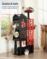FourFurPets Gothic Cat Tree extra-wide base ensures stable jumps and safe landings.