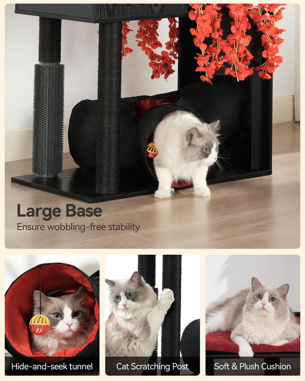 FourFurPets Gothic Cat Tree multi-level layout supports climbing and exploration.