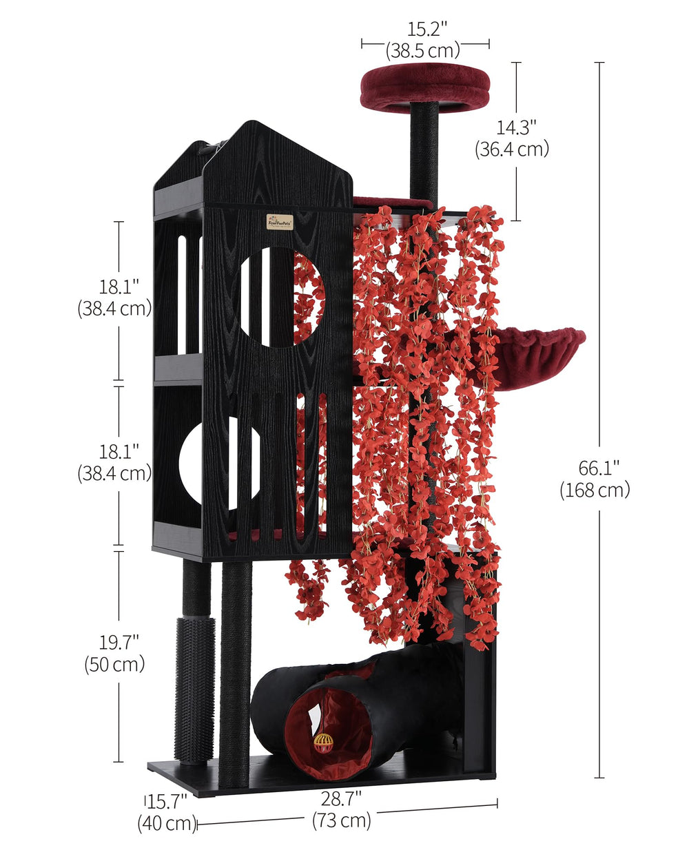FourFurPets Gothic Cat Tree sisal posts encourage scratching and healthy claw care.