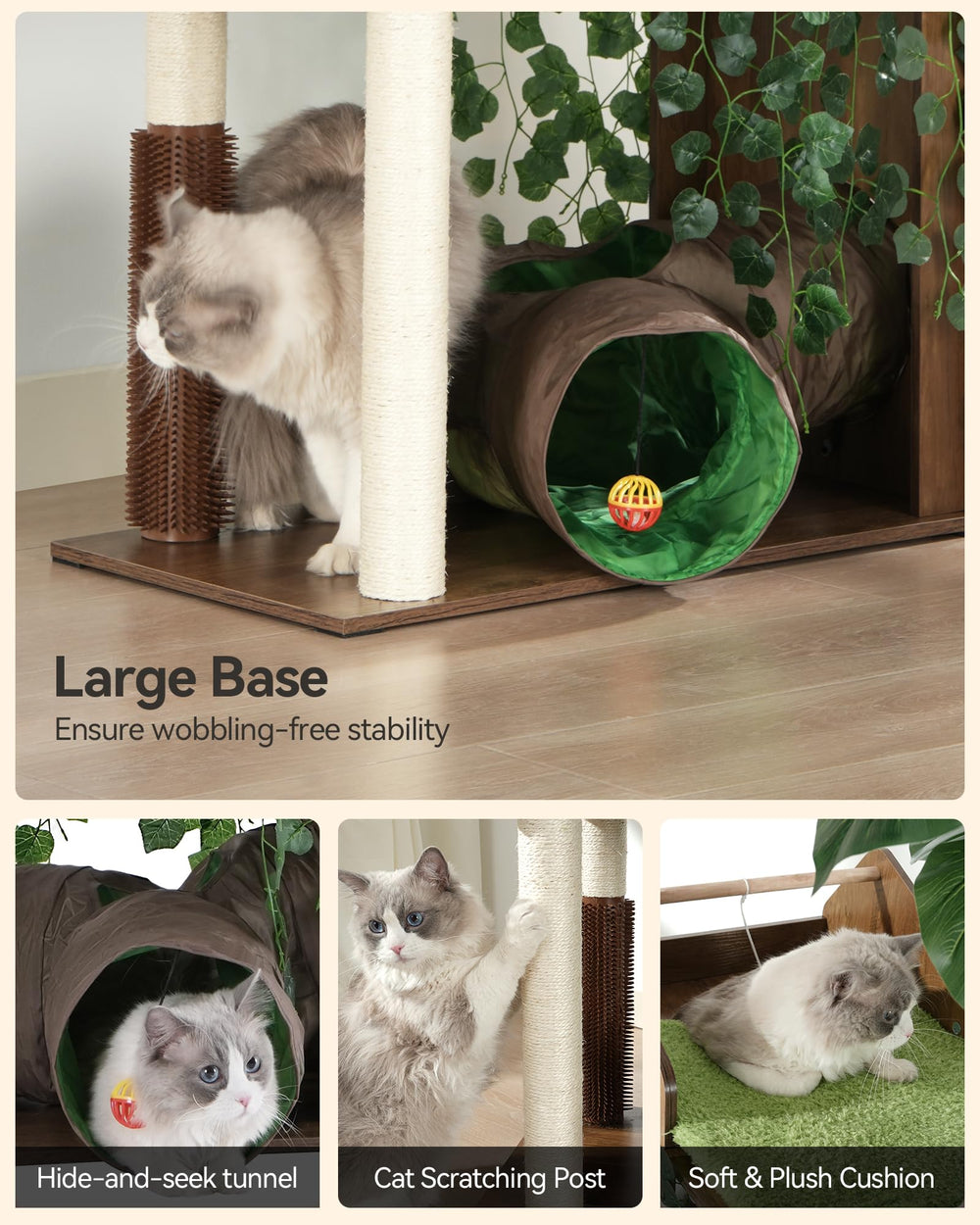 FourFurPets large-cat-tree hidden-tunnels inviting secure hideout.