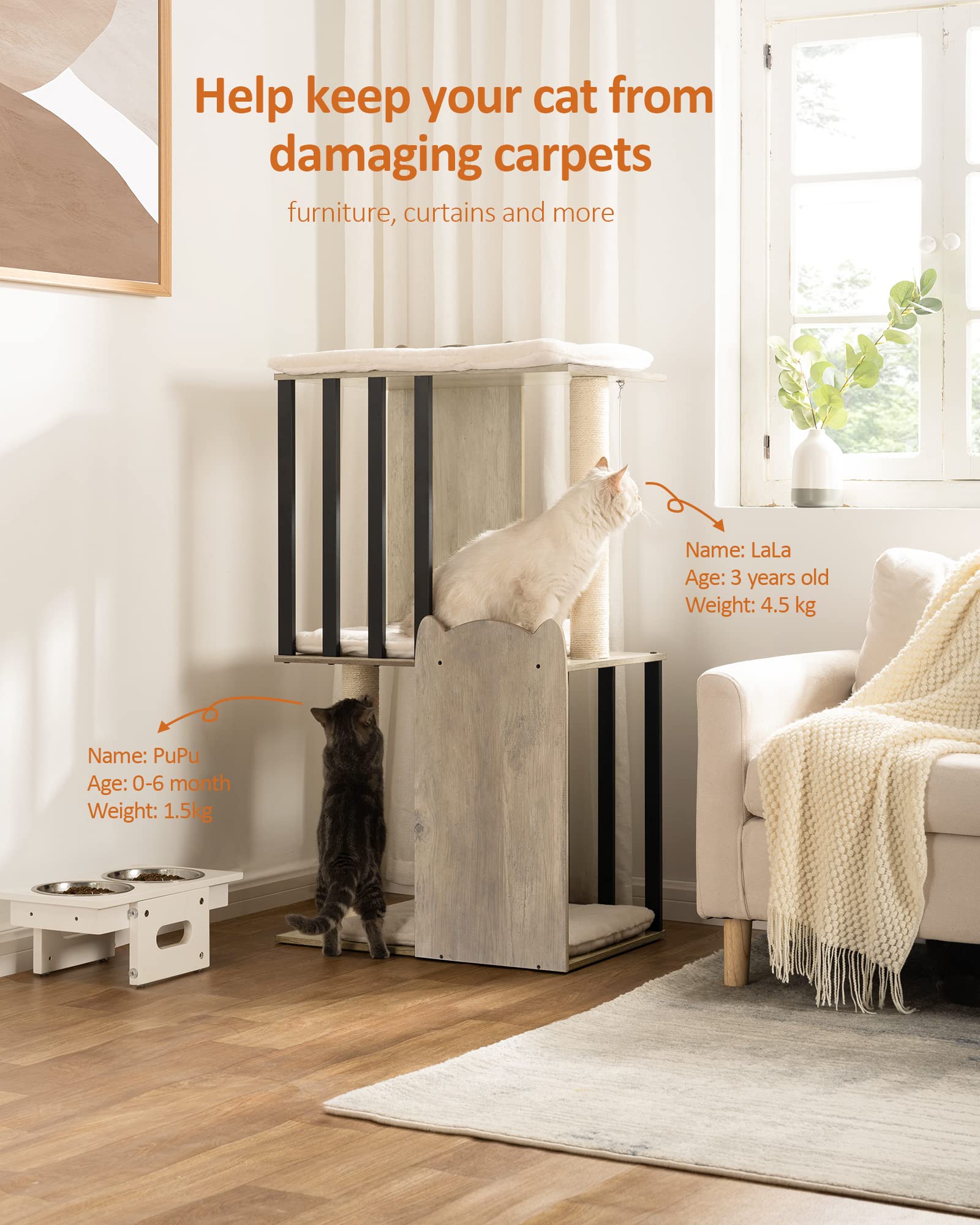 FourFurPets large platforms provide roomy rest for big cats.