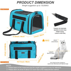 Fourouda blue cat soft sided carrier side view highlights breathable mesh and secure closure