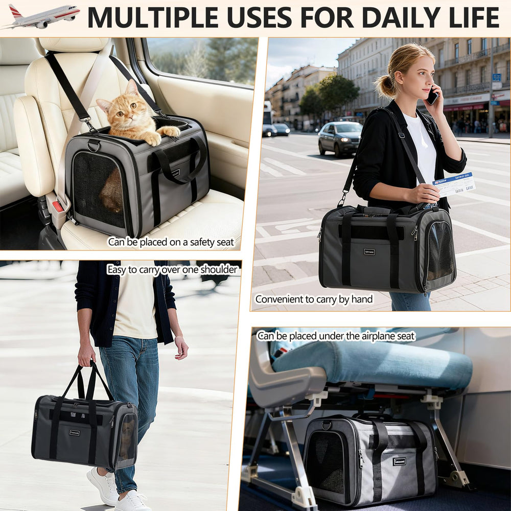 Fourouda cat travel carrier airline-approval-tag supports compliant air travel.