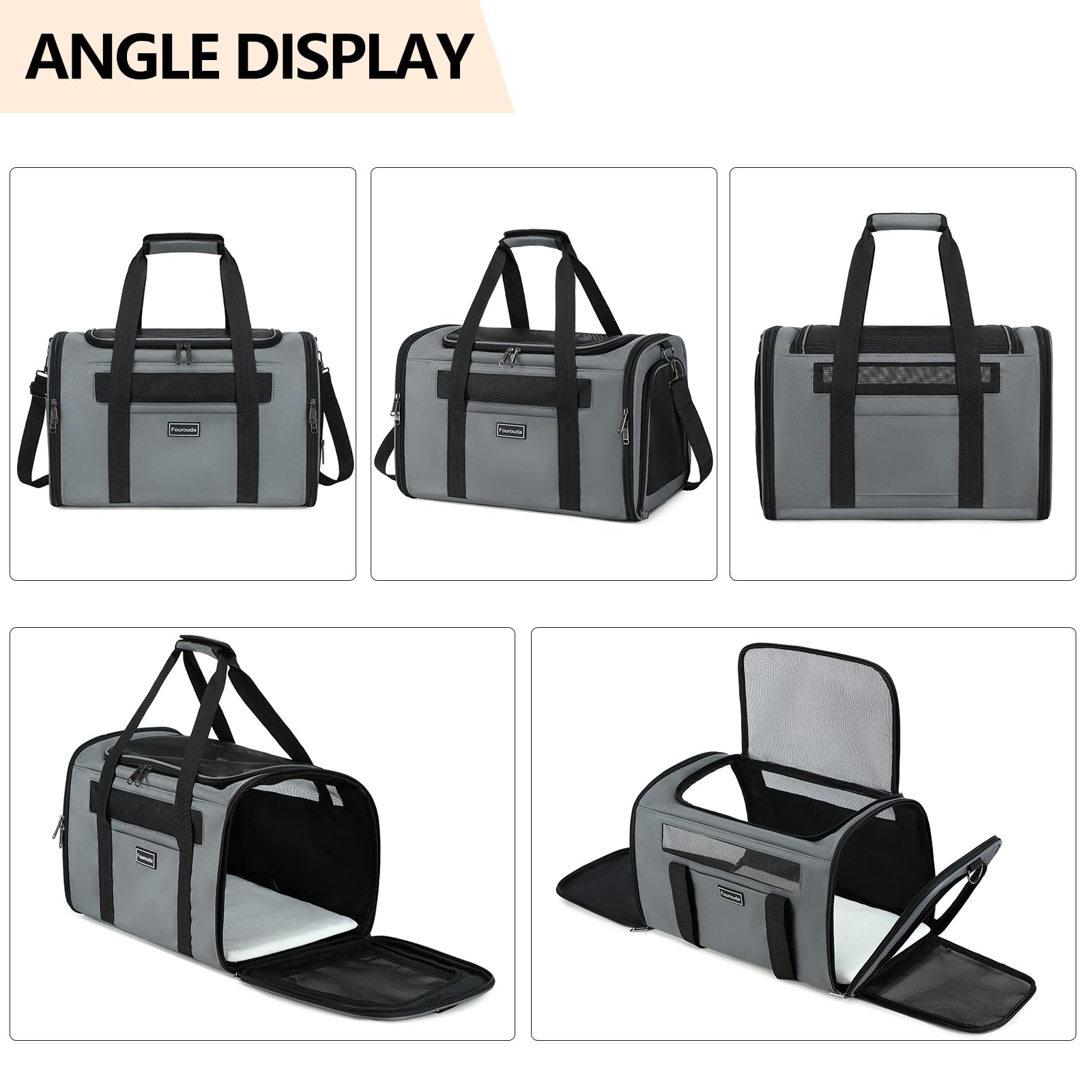 Fourouda cat travel carrier removable-base-insert provides stable standing surface.