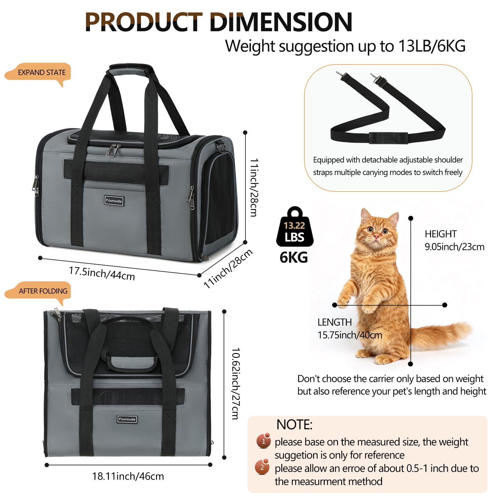 Fourouda cat travel carrier side ventilated-windows deliver breathable airflow.