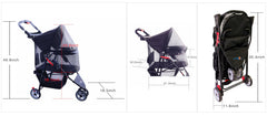 FOURPAW full-window stroller side view shows storage basket and cup holder