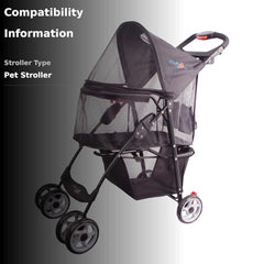 FOURPAW stroller breathable nylon mesh interior ensures airy, comfy enclosure