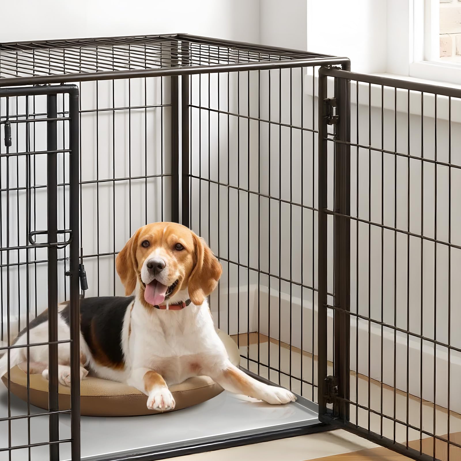 Fovima crate pan measures 41.26 by 27.75 inches to fit large kennels