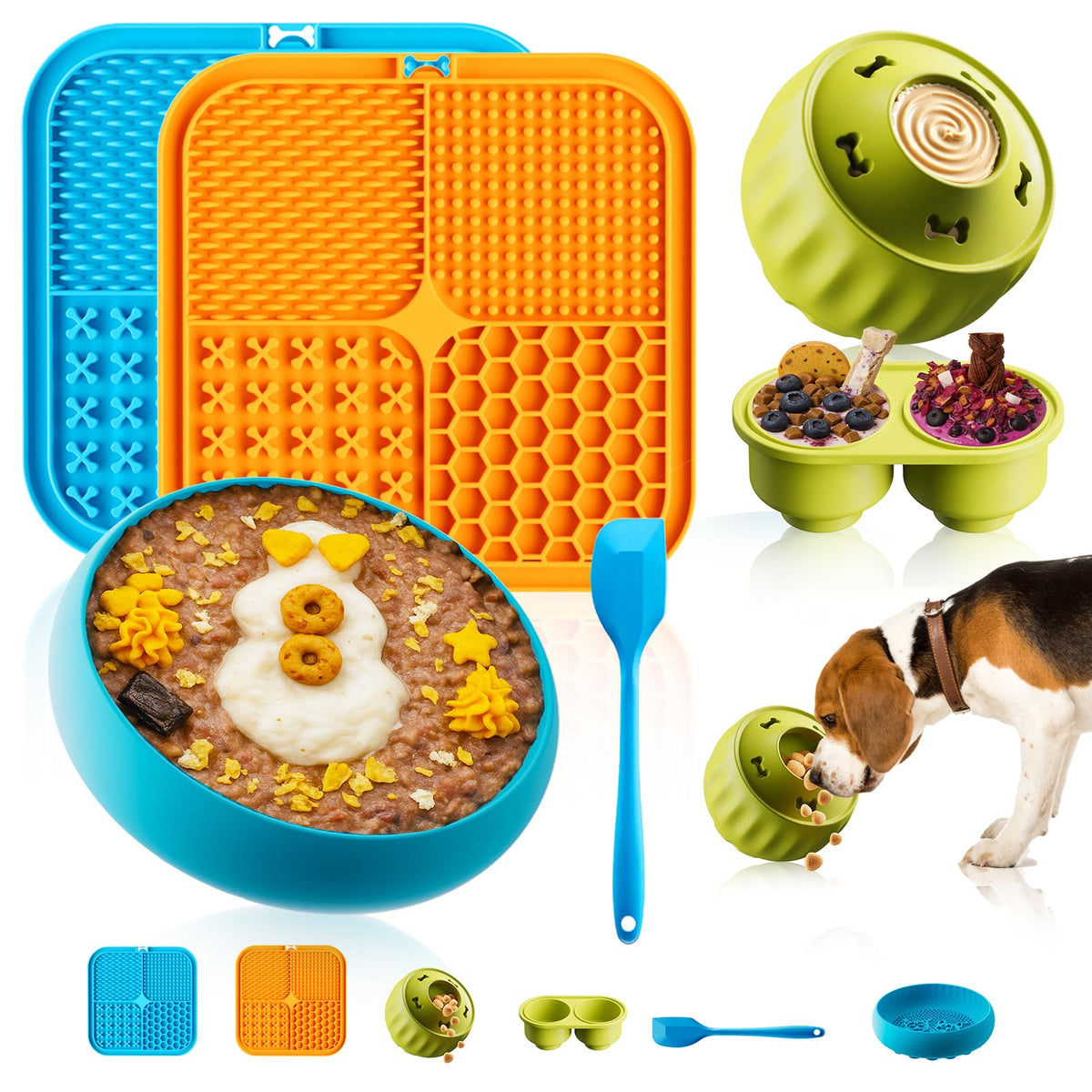 FOXMM 6-in-1 dog enrichment kit laid out for playtime and training