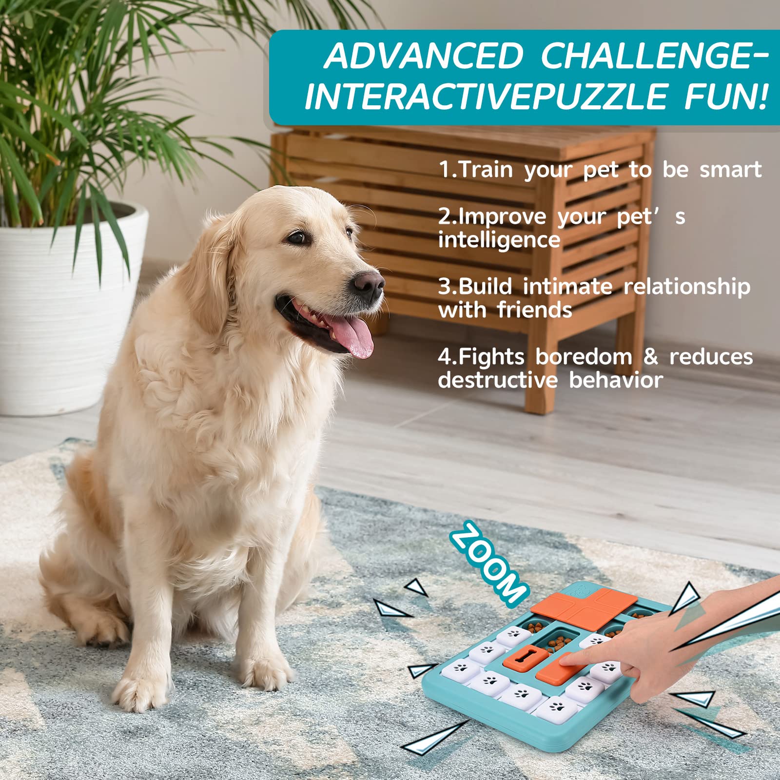 FOXMM anti-slip base keeps the toy stable on floors during interactive feeding challenges