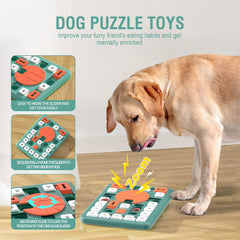 FOXMM interactive treat puzzle with a squeaky center attracts dogs during play.
