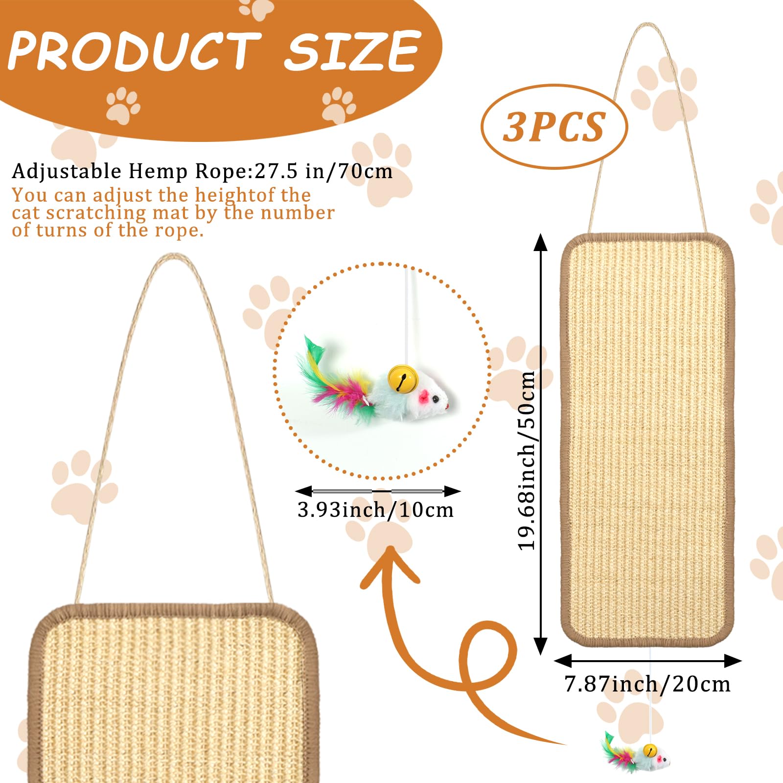 Foxtell sisal scratching mats hanging on door demonstrate space-saving mounting flexibility.