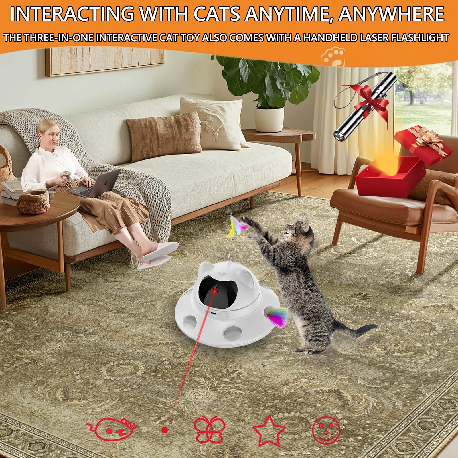 Foyoilait cat toy 360-degree trajectory sparks unpredictable chases.