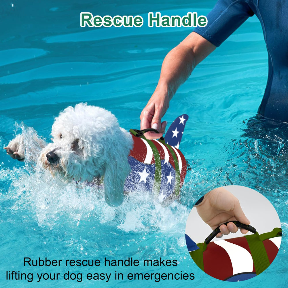 Fragralley adjustable-fit dog life jacket shows secure Velcro and buckles for comfortable wear.
