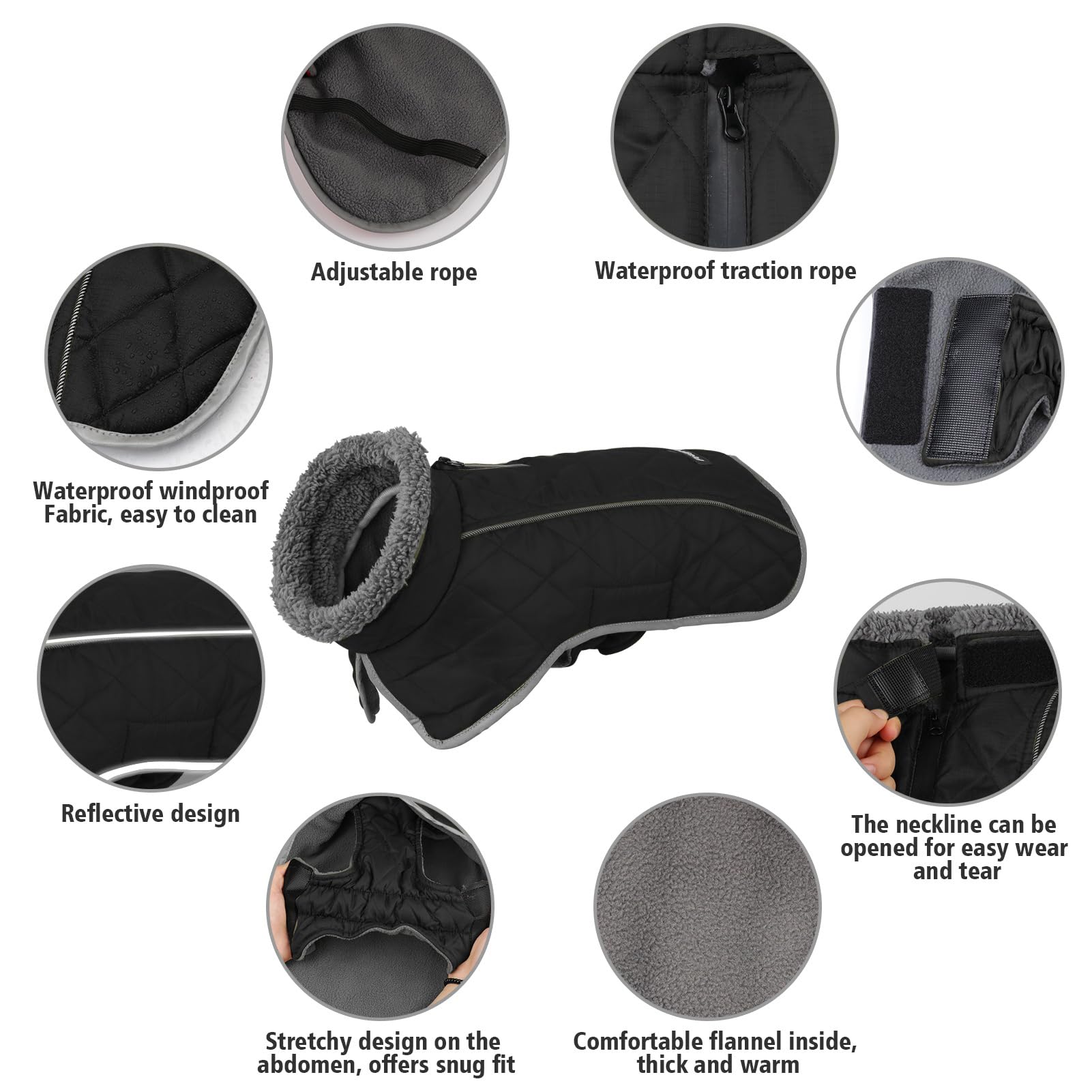 Fragralley dog coat reflective strips boost nighttime visibility for safety.