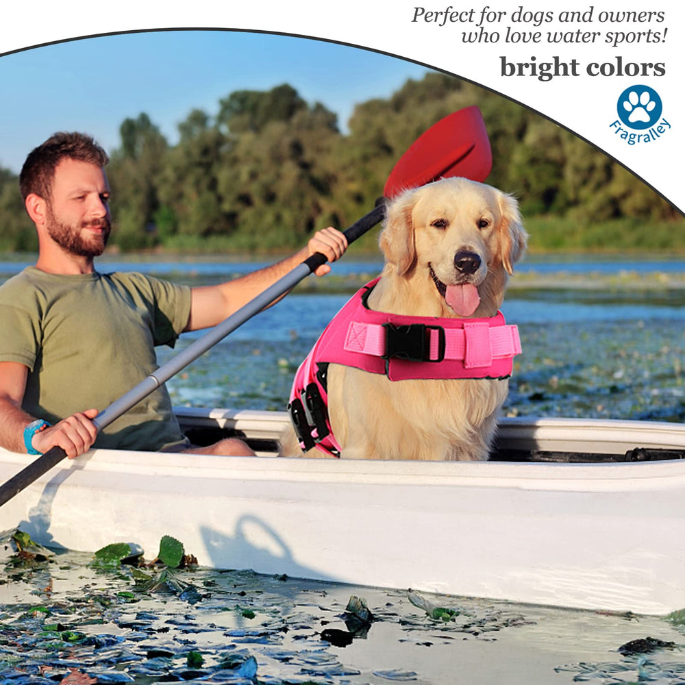 Fragralley dog life vest adjustable straps ensure snug fit during pool play.