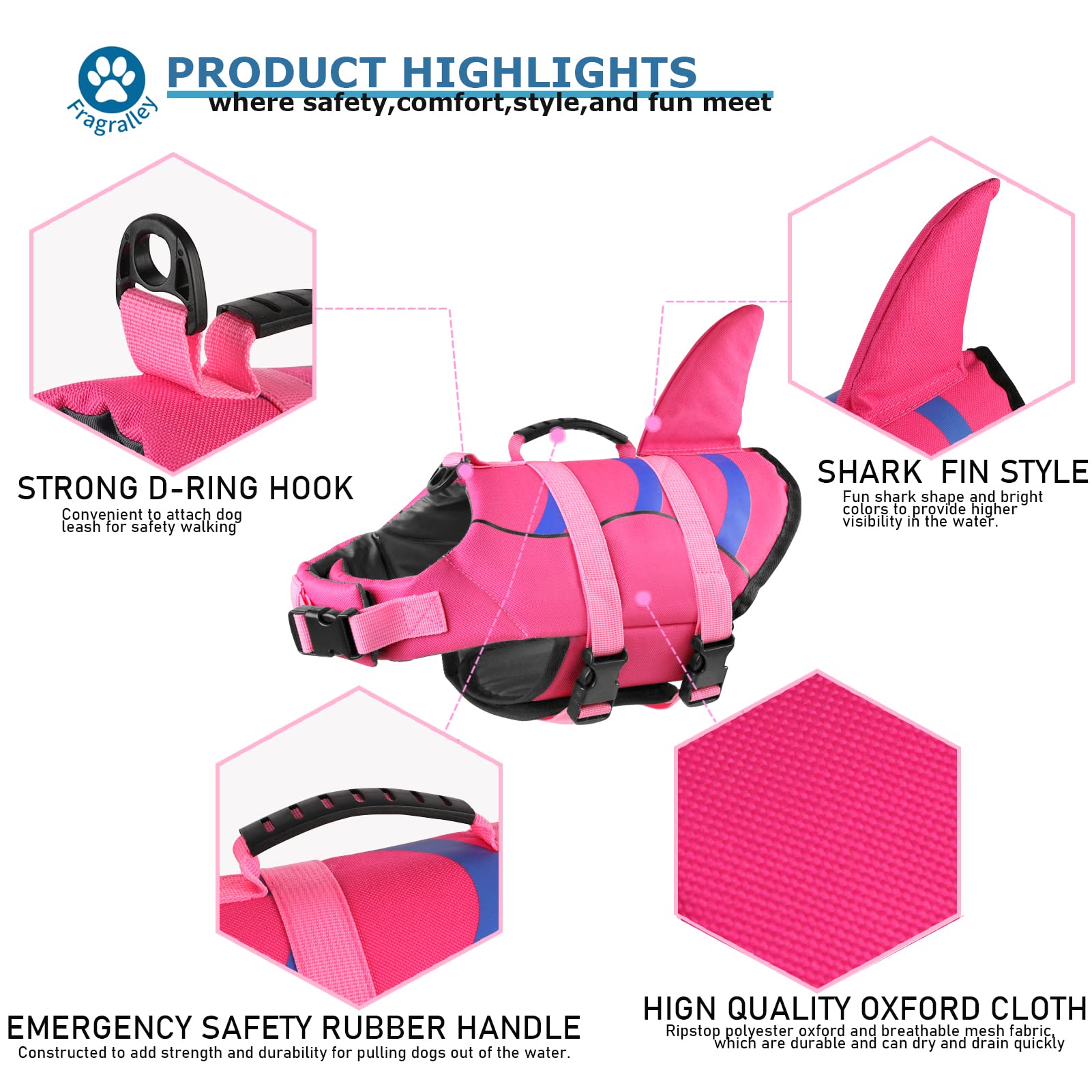 Fragralley dog life vest ripstop nylon construction offers durable lightweight flotation on adventures.