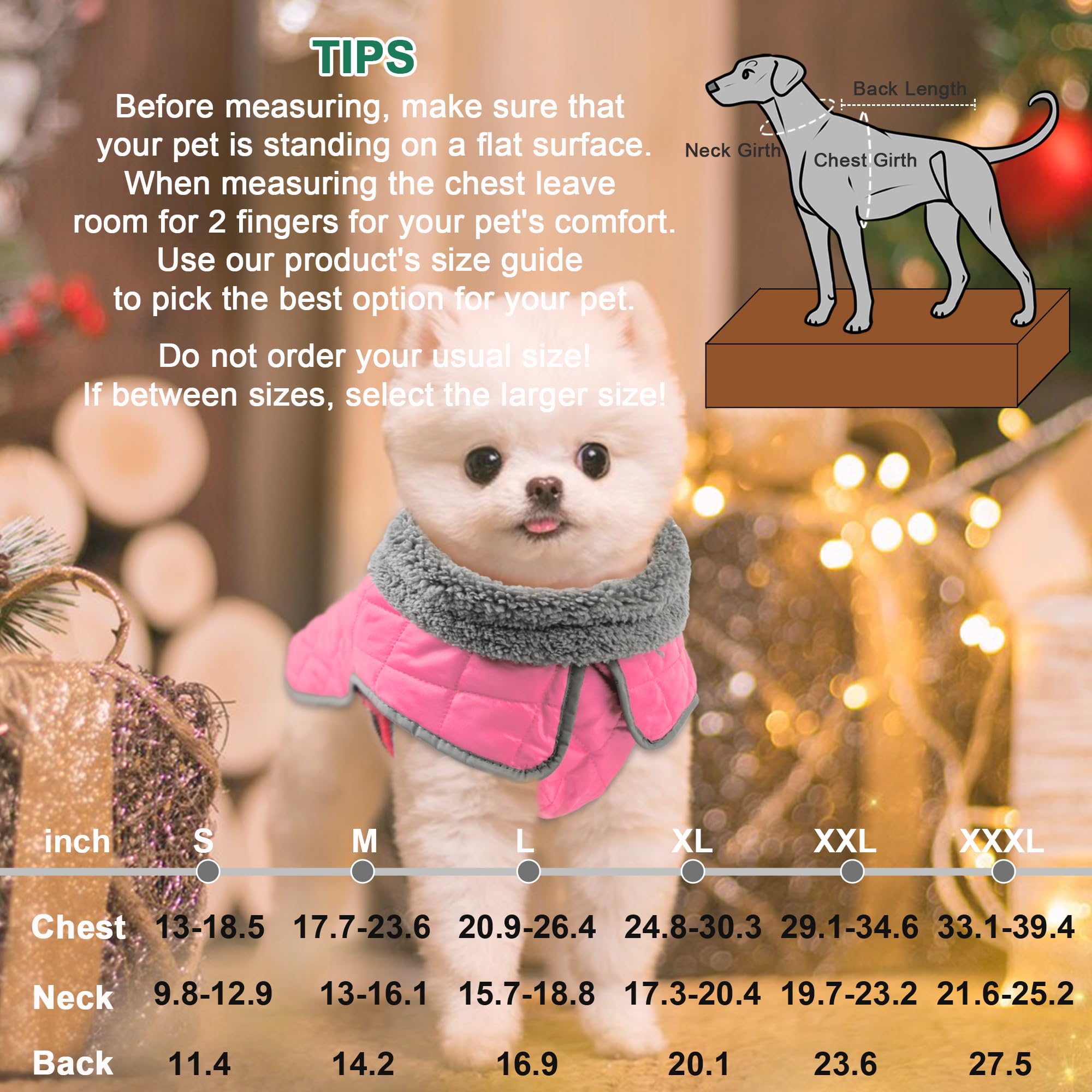 Fragralley dog winter coat features a harness hole for secure leash use.
