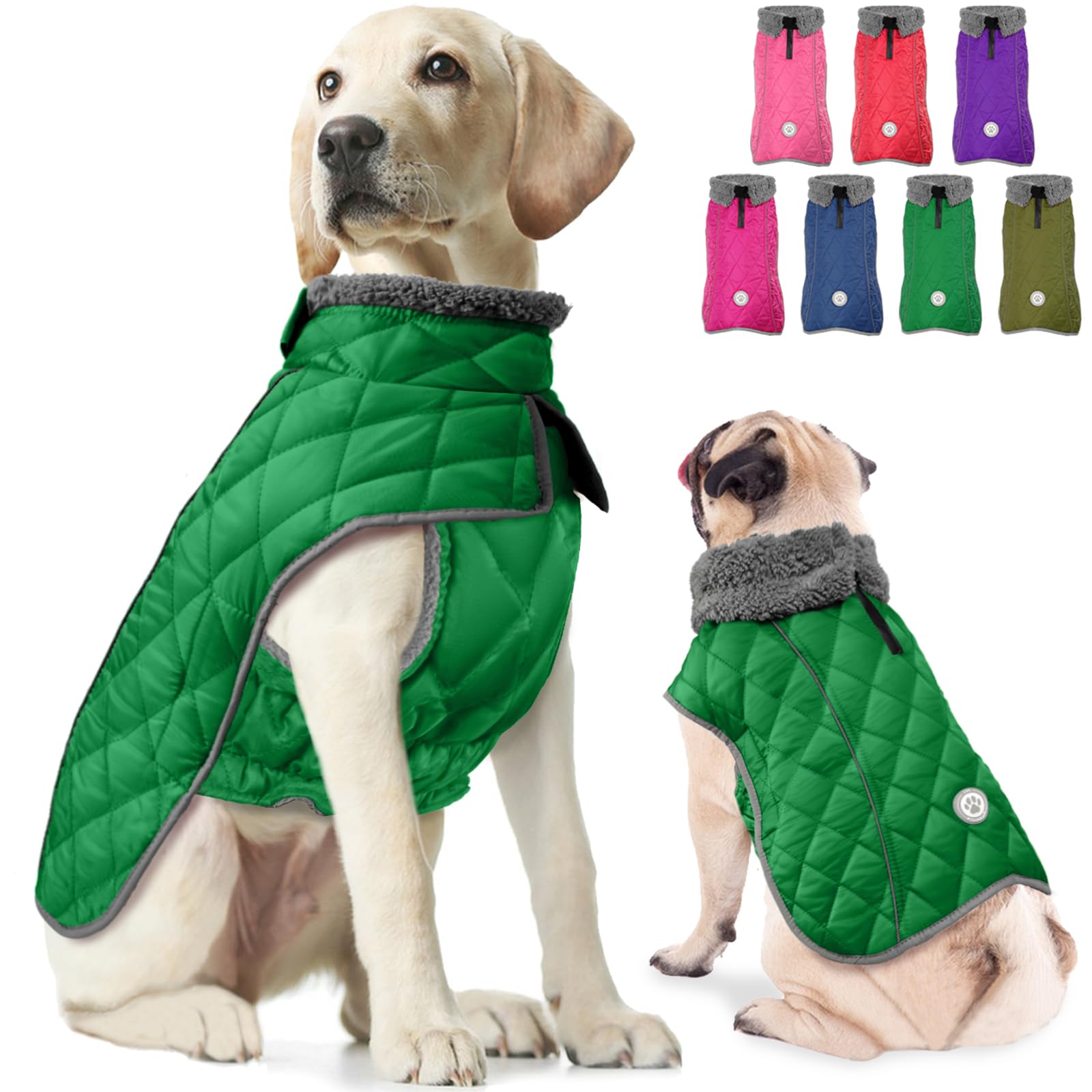 Fragralley dog winter coat with plush collar adds warmth and upscale look
