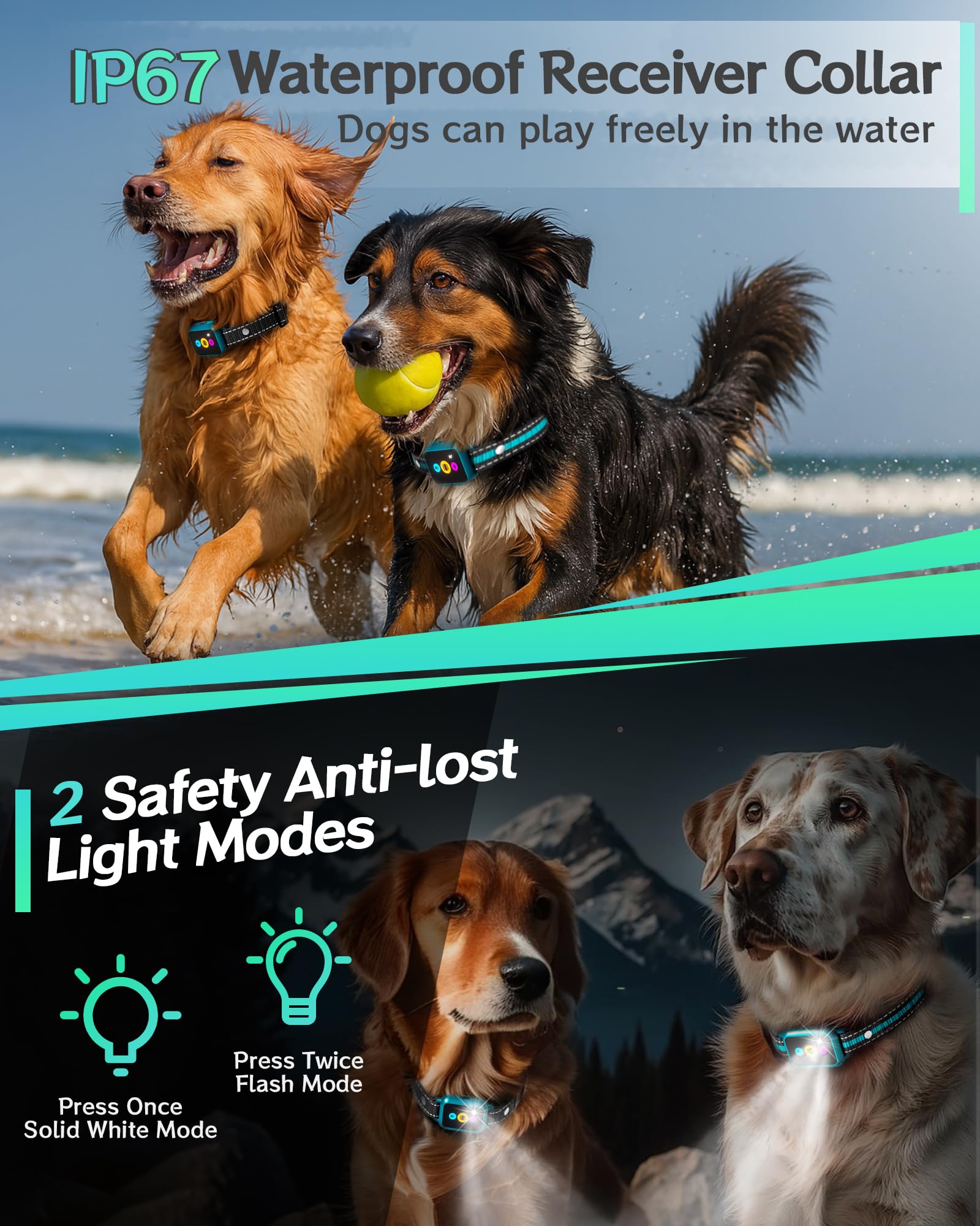 Frayo collar with beeps, vibrations, static, and lights aids attention and behavior cues