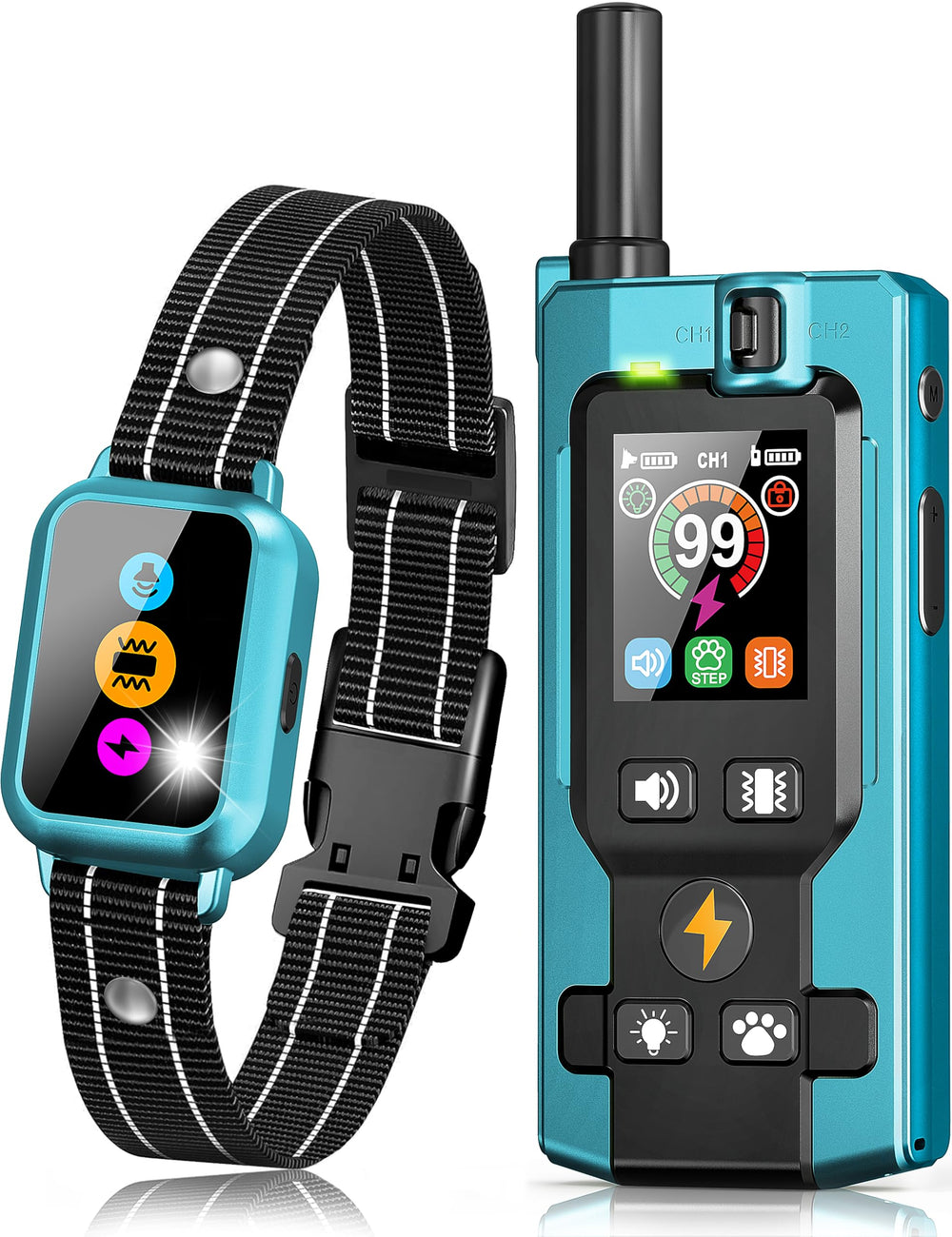 Frayo dog collar smart color screen display for quick mode adjustments during training sessions.